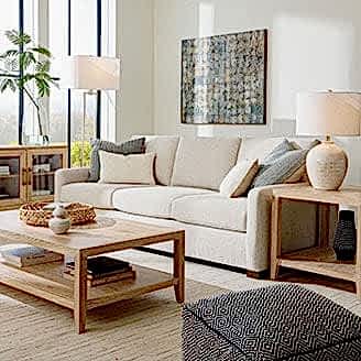 Beige sofa in living room